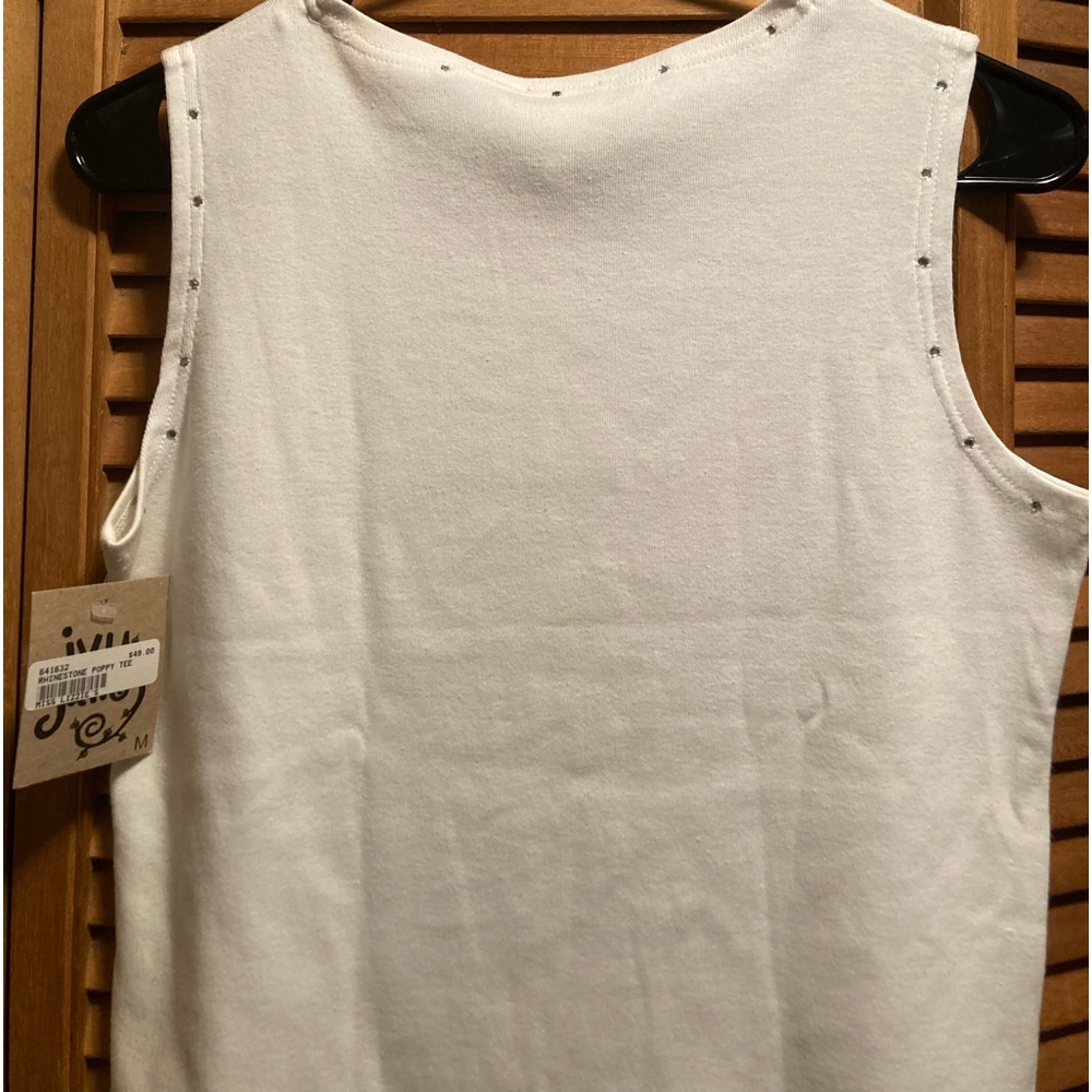 Ivy Jane White Poppy Tee Shirt with Rhinestone Embellishments - Picture 10 of 13